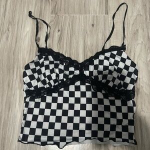 Checked Emo stylish cropped tang top